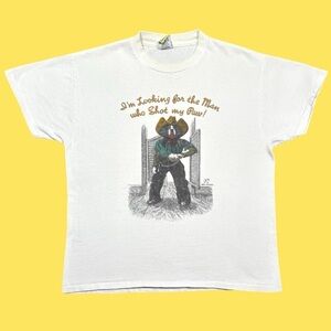 Vintage 1995 Big Dogs I’m Looking For The Man Who Shot My Paw Shirt White Large